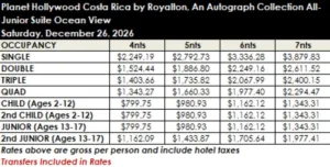 Junior Suite Ocean View Pricing